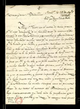 Carta de Pedro Josef Vélez Bracho al director [Pedro de Silva y Sarmiento] en la que expresa su e...