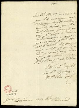 Carta orden del secretario, Pedro González, a los contadores para que entreguen a Lope Hurtado de...