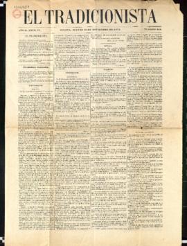 Ejemplar del Tradicionista de 13 de noviembre de 1873