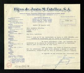 Carta de Hijos de Justo M. Estellez en la que avisan de que siguen sin recibir la autorización de...