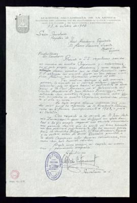 Carta de Alfredo Betancourt, secretario de la Academia Salvadoreña, al secretario de la Real Acad...
