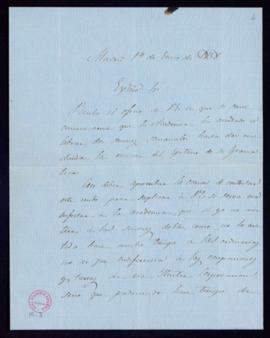 Carta de Nicomedes Pastor Díaz al secretario [Manuel Bretón de los Herreros] en la que acusa reci...