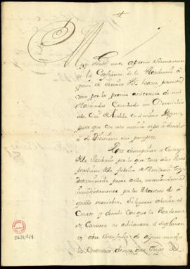 Carta de Manuel Cruzat a Francisco Antonio de Angulo en la que acepta el encargo de la Academia d...