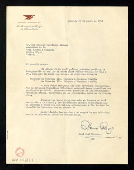 Carta de José Pazó Montes, presidente del Consejo de Administración de Aviación y Comercio, a Mel...