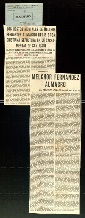 Los restos mortales de Melchor Fernández Almagro recibieron cristiana sepultura en la Sacramental...