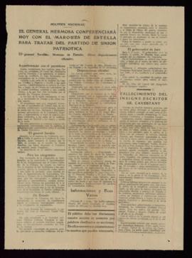 Páginas 13 y 14 del diario ABC de 9 de diciembre de 1924, con la noticia del fallecimiento de Jua...