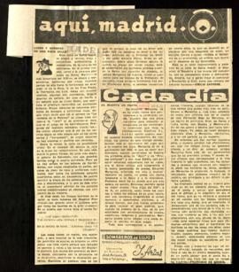 Recorte del diario Madrid con el artículo Ha muerto un poeta, firmado por Francisco de Cossío