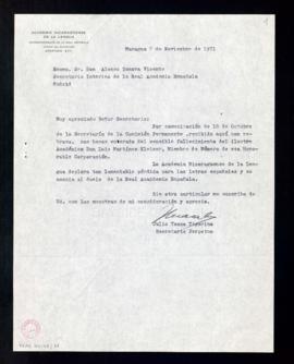 Carta de Julio Ycaza Tigerino, secretario perpetuo de la Academia Nicaragüense de la Lengua, a Al...
