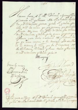 Orden del marqués de Villena de abono a Vincencio Squarzafigo de  3797 reales y 32 maravedíes de ...