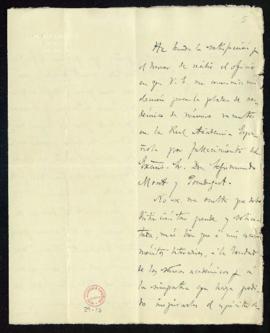 Carta de Serafín Álvarez Quintero al secretario, Mariano Catalina, en la que expresa su agradecim...