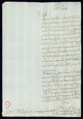 Carta de Leonardo de Oria y Orueta a José de Carvajal Lancaster en la que expresa su voluntad de ...