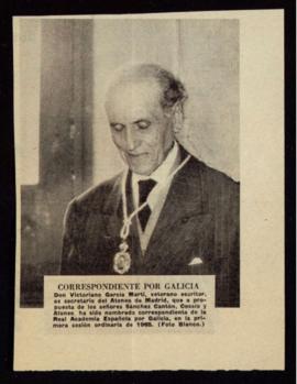Recorte de prensa con la fotografía de Victoriano García Martí con el pie de foto Correspondiente...