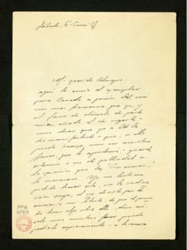 Carta de José Bergamín a Melchor Fernández Almagro con la que le envía un ejemplar de Tres escena...
