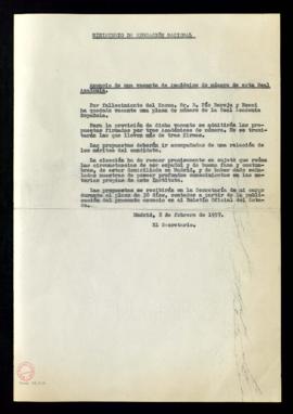 Copia, sin firma del secretario [Julio Casares], del anuncio de una vacante de académico de númer...