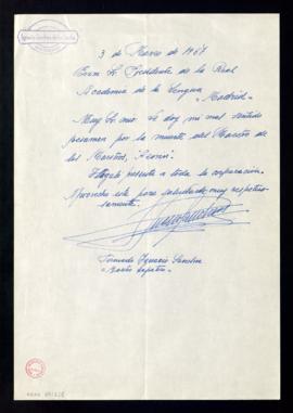 Carta de Ignacio Sánchez de los Santos, maestro zapatero, al presidente de la Academia con su pés...