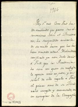 Minuta de la carta del secretario [Manuel de Lardizábal y Uribe] a Fernando de Morillas Cáceres e...