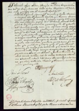 Orden del marqués de Villena del libramiento a favor de Tomás Pascual de Azpeitia de 2447 reales ...