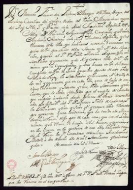 Orden del marqués de Villena del libramiento a favor de Francisco Antonio Zapata de 1742 reales y...