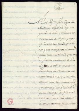 Copia manuscrita de la oración [a Carlos III] que la Real Academia Española encargó a Juan Chindu...