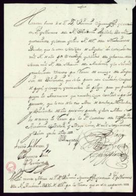 Orden del marqués de Villena del abono a Vincencio Squarzafigo de 2475 reales de vellón por el co...
