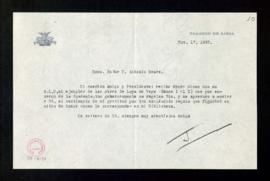 Carta del duque de Alba a Antonio Maura en la que agradece el regalo de un ejemplar de las obras ...