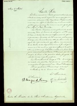 Carta del presidente [Gumersindo de Azcárate] y el secretario [marqués de Seoane] del Ateneo de M...