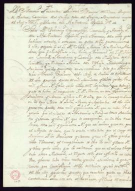 Orden del marqués de Villena de libramiento a favor de Simón Antonio de Aguilar, heredero de Adri...