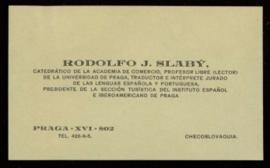 Tarjeta de visita de Rodolfo J. Slabý