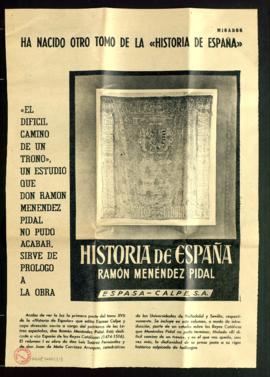 Recorte del diario ABC con el anuncio del tomo XVII de la Historia de España que edita Espasa Cal...