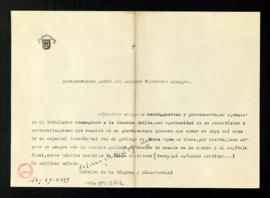 Carta de Dalmiro de la Válgoma a Melchor Fernández Almagro con la que le envía un ejemplar de su ...