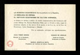 Invitación de la Academia Ecuatoriana de la Lengua, la Embajada de España y el Instituto Ecuatori...