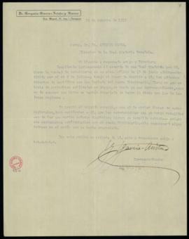 Carta de Gregorio García-Arista a Antonio Maura con la que le envía unos recortes de periódicos a...