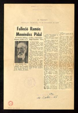Falleció Ramón Menéndez Pidal