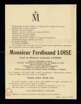 Recordatorio de la muerte de Ferdinand Loise
