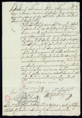 Orden de Mercurio Fernández Pacheco del libramiento a favor de Jacinto de Mendoza de 632 reales y...