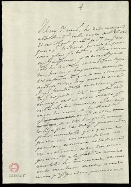 Minuta de la carta [del secretario, Francisco Antonio de Angulo] a Manuel Cruzat en la que le tra...