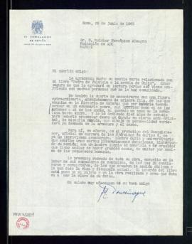 Carta de José María Doussinague, embajador de España cerca de la Santa Sede, a Melchor Fernández ...