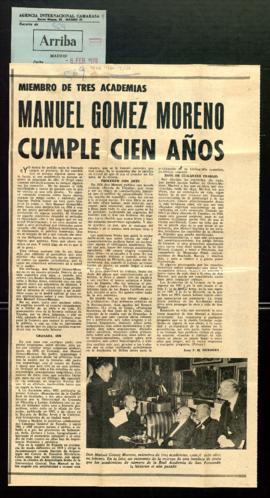 Manuel Gómez Moreno cumple cien años, por Juan F. M. Herrera