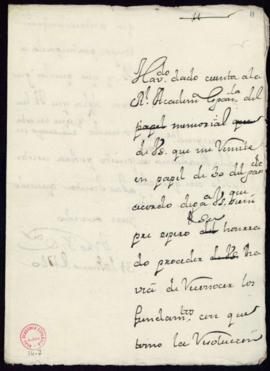Minuta de la carta de [Lope Hurtado de Mendoza a Francisco Antonio Zapata] por el que le informa ...