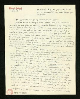 Carta de Miguel Buñuel a Melchor Fernández Almagro en la que le da la noticia de su próxima boda ...