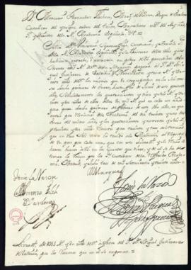 Orden del marqués de Villena de libramiento a favor de Miguel Gutiérrez de Valdivia de 913 reales...