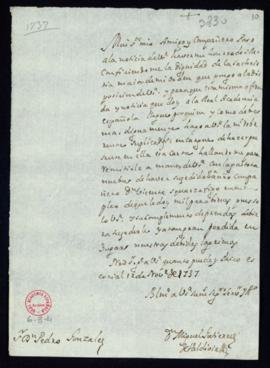 Carta de Miguel Gutiérrez de Valdivia a Pedro González de comunicación de la concesión por el rey...