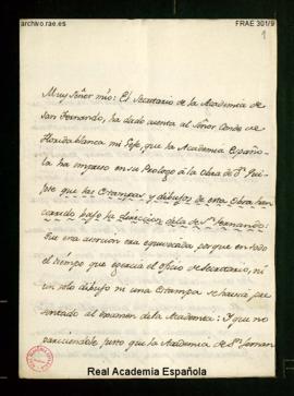 Carta de Francisco Pérez de Lema a Manuel de Lardizábal en la que le hace partícipe de la carta q...