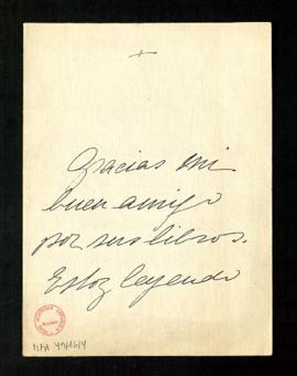 Carta de M.ª Teresa [Roca de Togores] a Melchor Fernández Almagro en la que le agradece los libro...