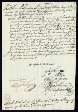 Orden del marqués de Villena del libramiento a favor de Diego de Villegas y Quevedo de 831 reales...