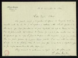 Carta de Serafín Álvarez Quintero a Emilio Cotarelo en la que le agradece que hayan pensado en él...