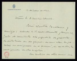 Carta de Francisco Mendizábal a Emilio Cotarelo con la que le remite un paquete de cédulas distri...