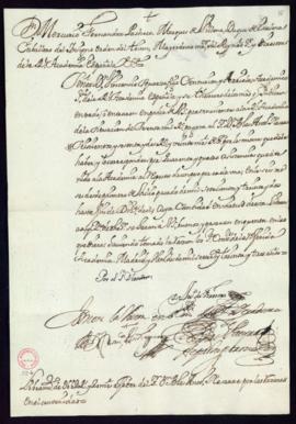 Orden del marqués de Villena del libramiento a favor de Blas Antonio Nasarre de 662 reales y 20 m...