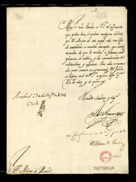 Carta de Juan de Ferreras a Andrés González de Barcia con la que le remite las reflexiones de Alo...