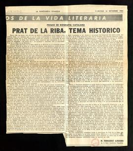 Premio de biografía catalana. Prat de la Riba, tema histórico
